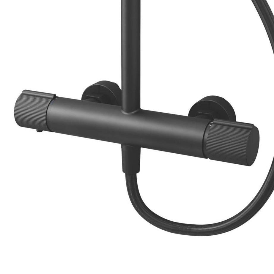 Swirl Mixer Shower Thermostatic Gallen Rear-Fed Exposed Matt Black Multi-Head - Image 4