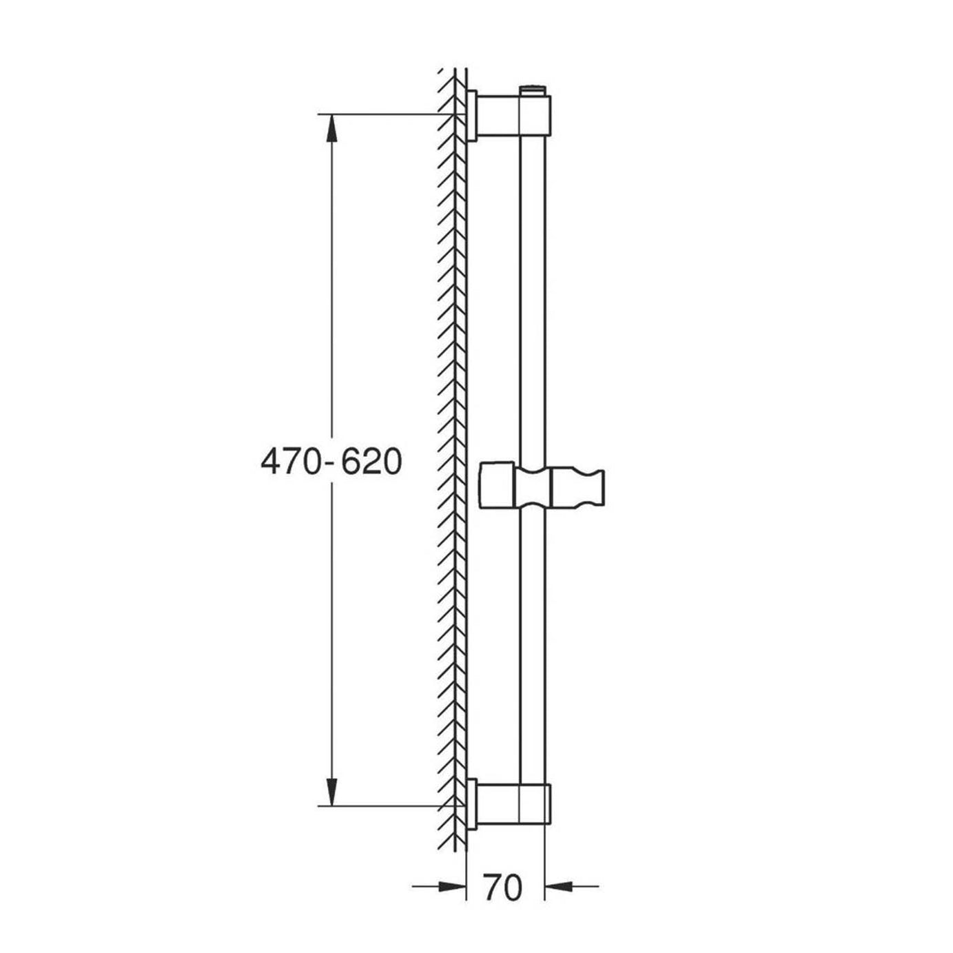 Grohe Shower Riser Rail Vitalio Universal Slim Chrome Adjustable Glider 620mm - Image 2