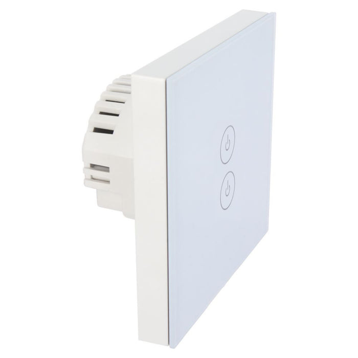 Smart Light Switch 2 Gang 1 Way Push-Button Switch White Timer Tempered Glass - Image 2