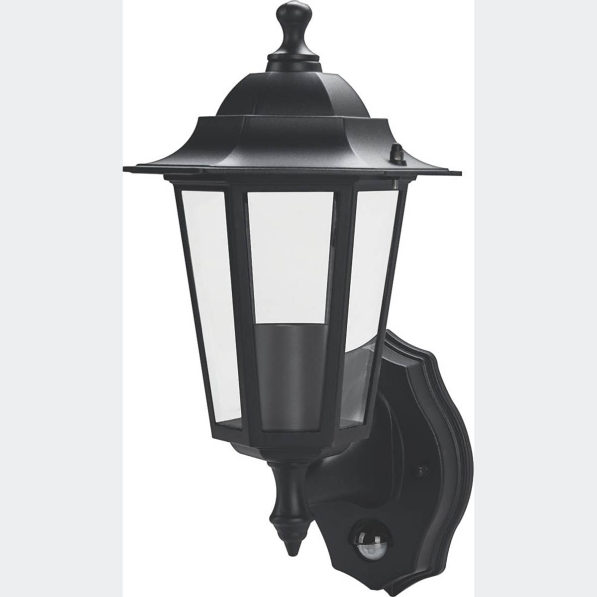 Luceco Outdoor Coach Lantern PIR Sensor Wall Mounted Black Aluminium Traditional - Image 1
