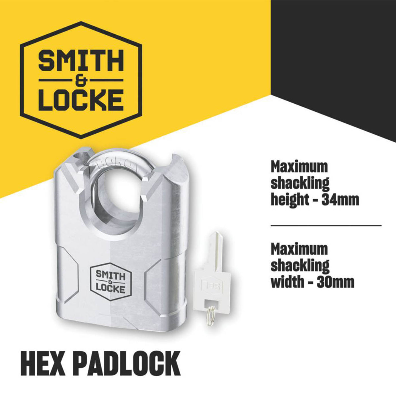 Smith & Locke  Steel  Water-Resistant Closed Shackle  Padlock 70mm - Image 5
