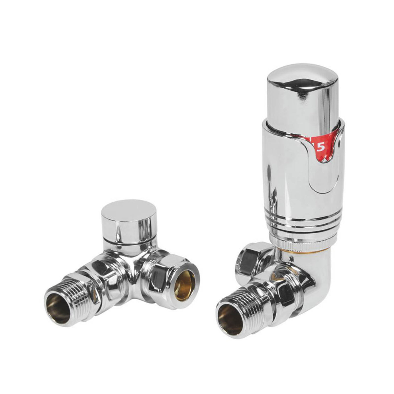 Towelrads TRV And Lockshield Thermostatic Valve Corner Chrome Liquid Sensor 15mm - Image 1