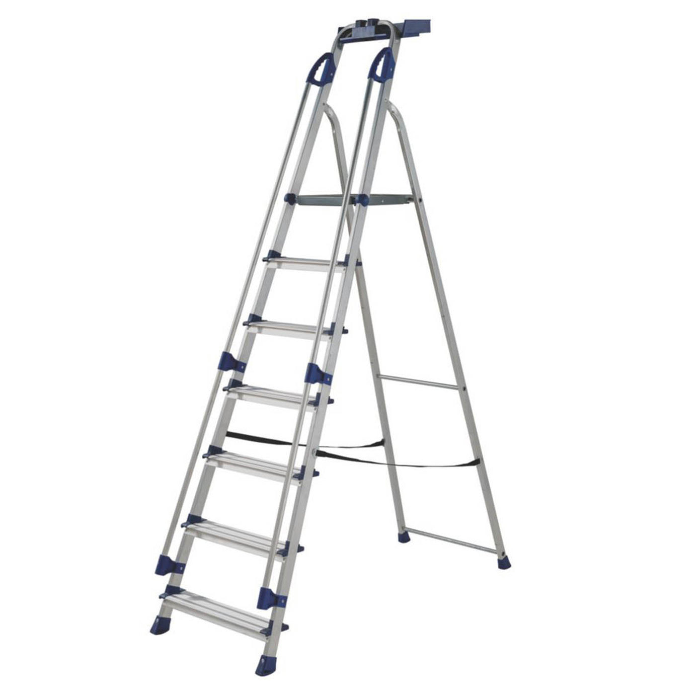 Werner Step Ladder With Safety Handrail Aluminium 2.12m 7 Step Platform Non-Slip - Image 1