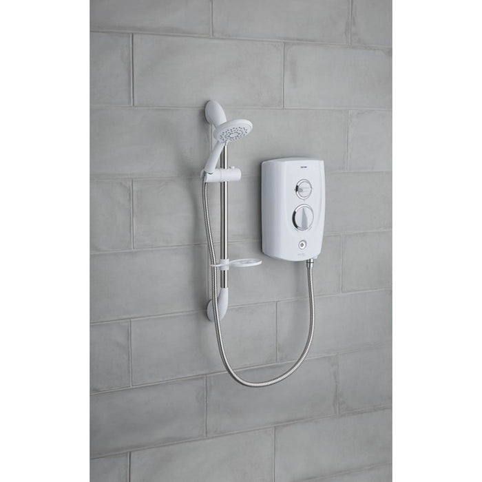 Triton Electric Shower 8.5kW White Chrome 5-Spray Pattern Round Contemporary - Image 4