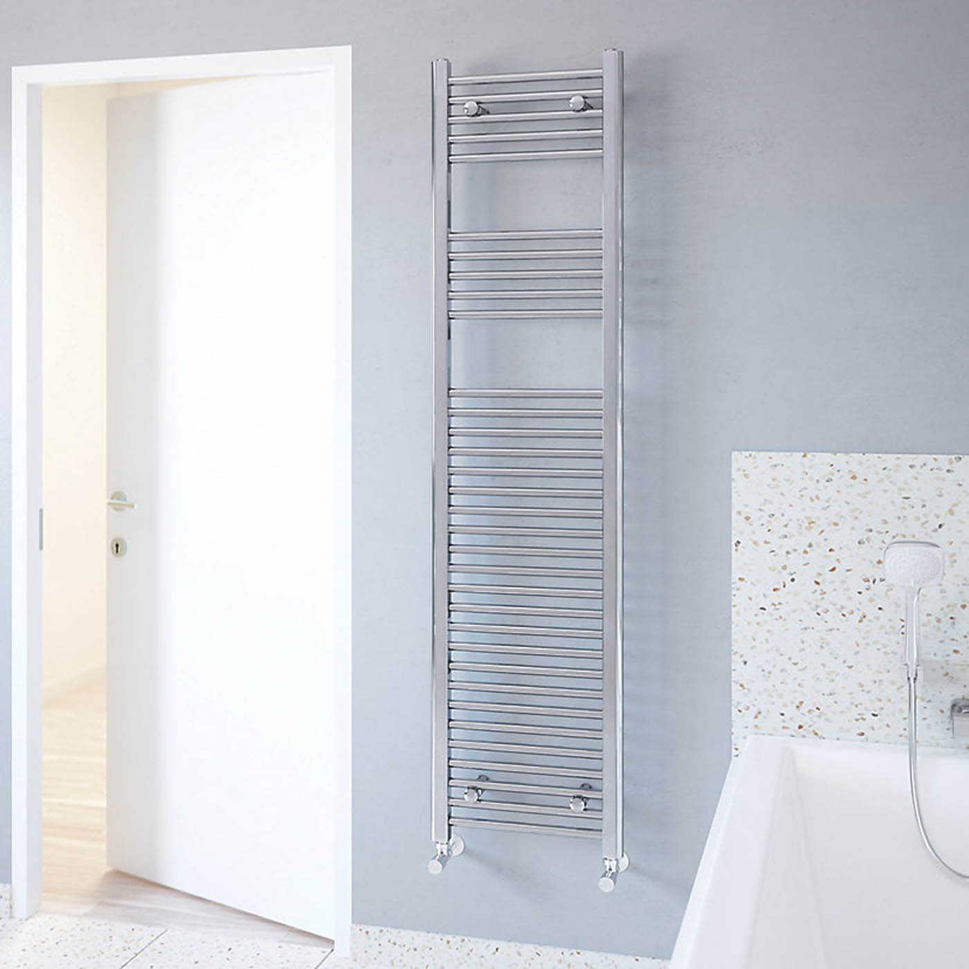 Towel Rail Radiator Chrome Bathroom Ladder Warmer Steel 414W (H)1600x(W)400mm - Image 4
