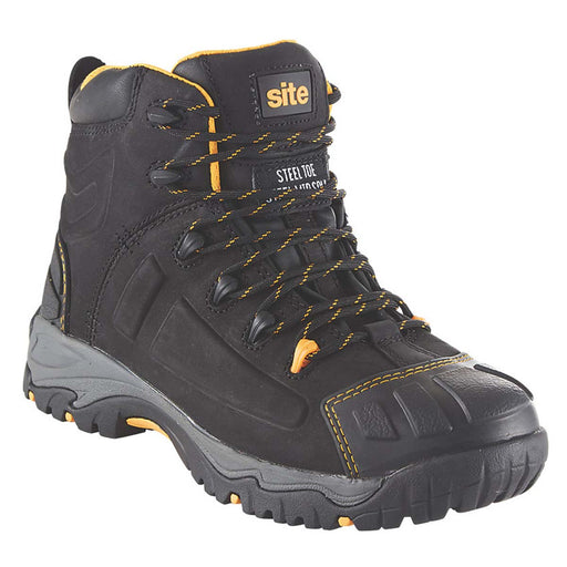 Site Safety Boots Mens Standard Fit Black Leather Steel Toe Waterproof Size 12 - Image 1