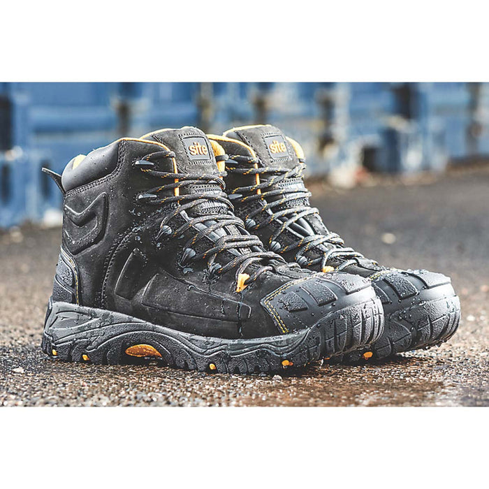 Site Safety Boots Mens Standard Fit Black Leather Steel Toe Waterproof Size 12 - Image 2