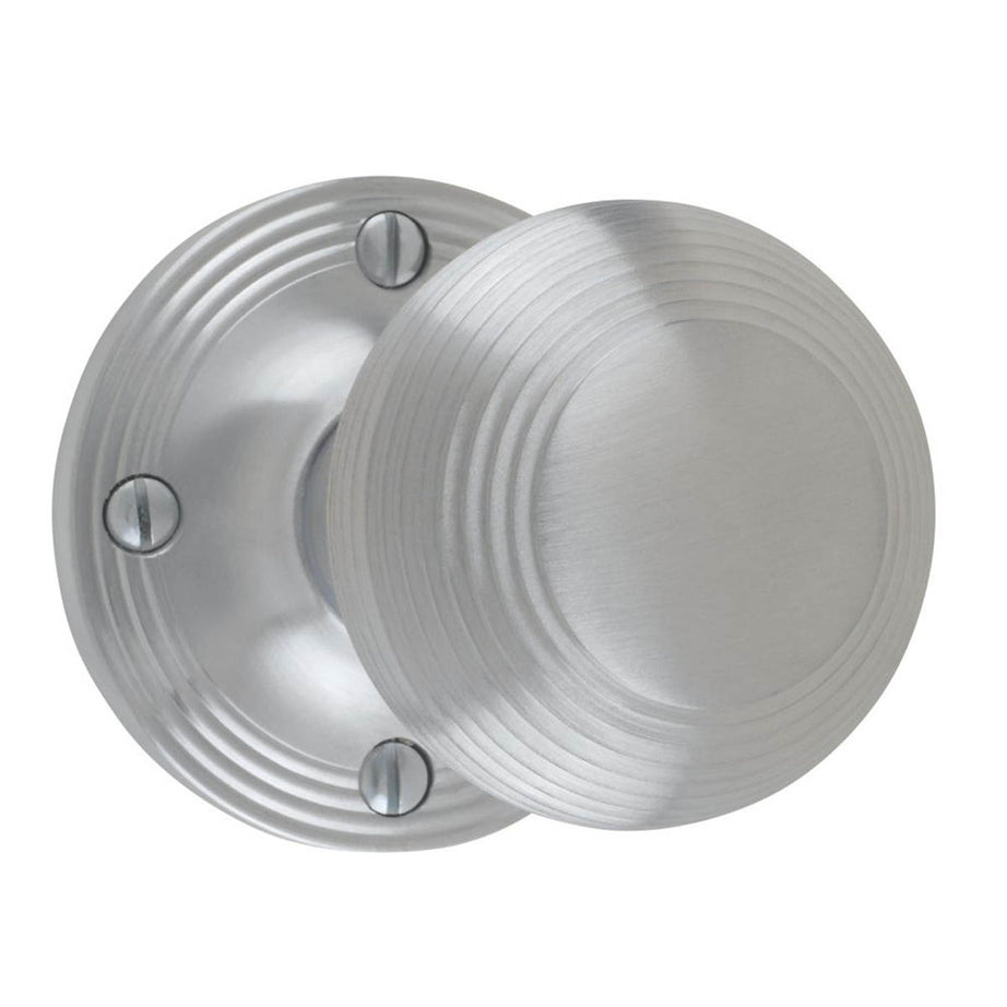 Carlisle Brass Mortice Knobs Pair Rimmed Satin Chrome Traditional 52mm - Image 1