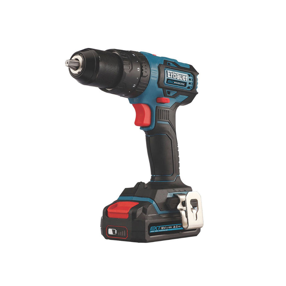Erbauer Combi Drill Cordless 18V 2.0AH Li-Ion ECD18-LI-2 Brushless Compact - Image 1
