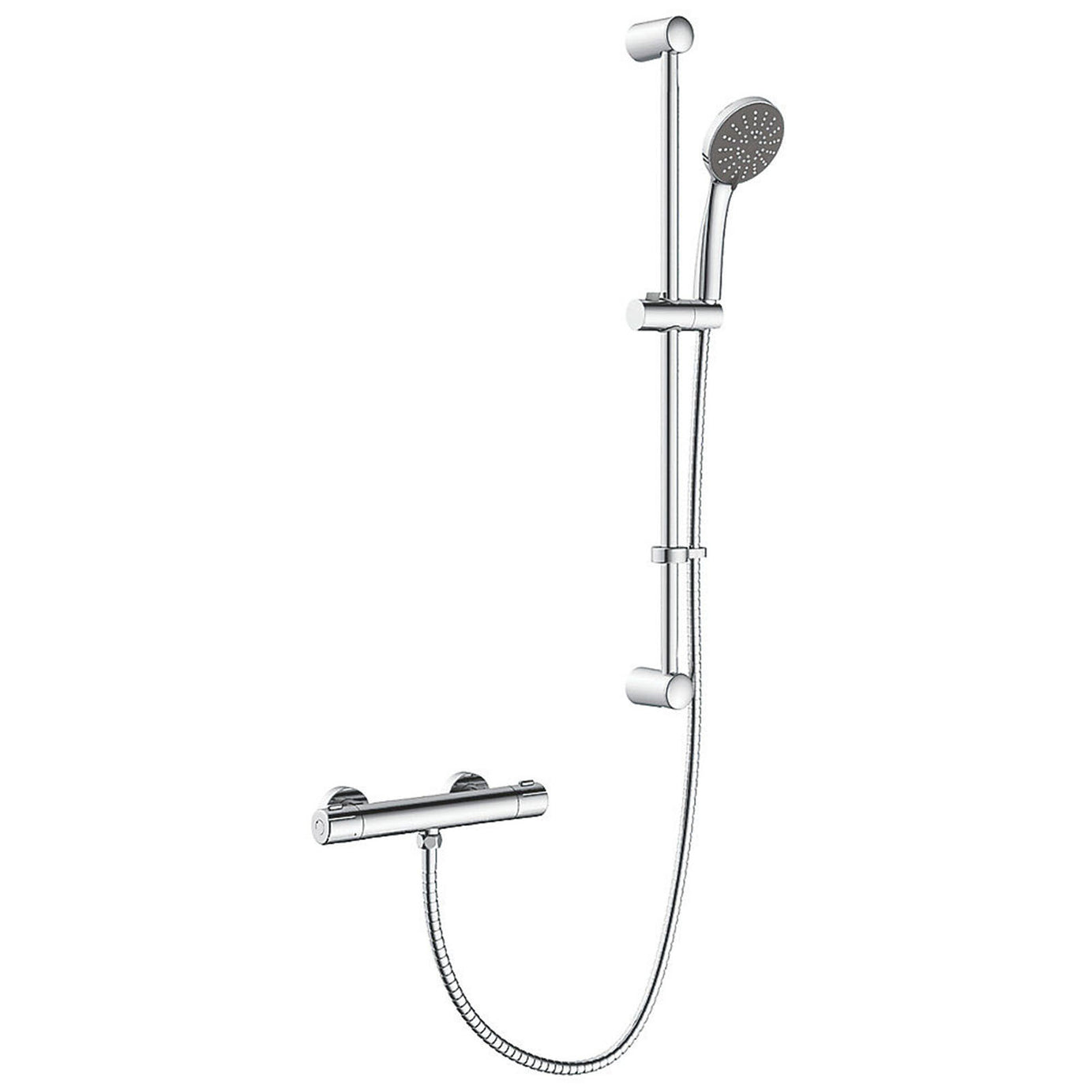 Swirl Mixer Shower Chrome Exposed Thermostatic 3 Spray Pattern Round Head - Image 1