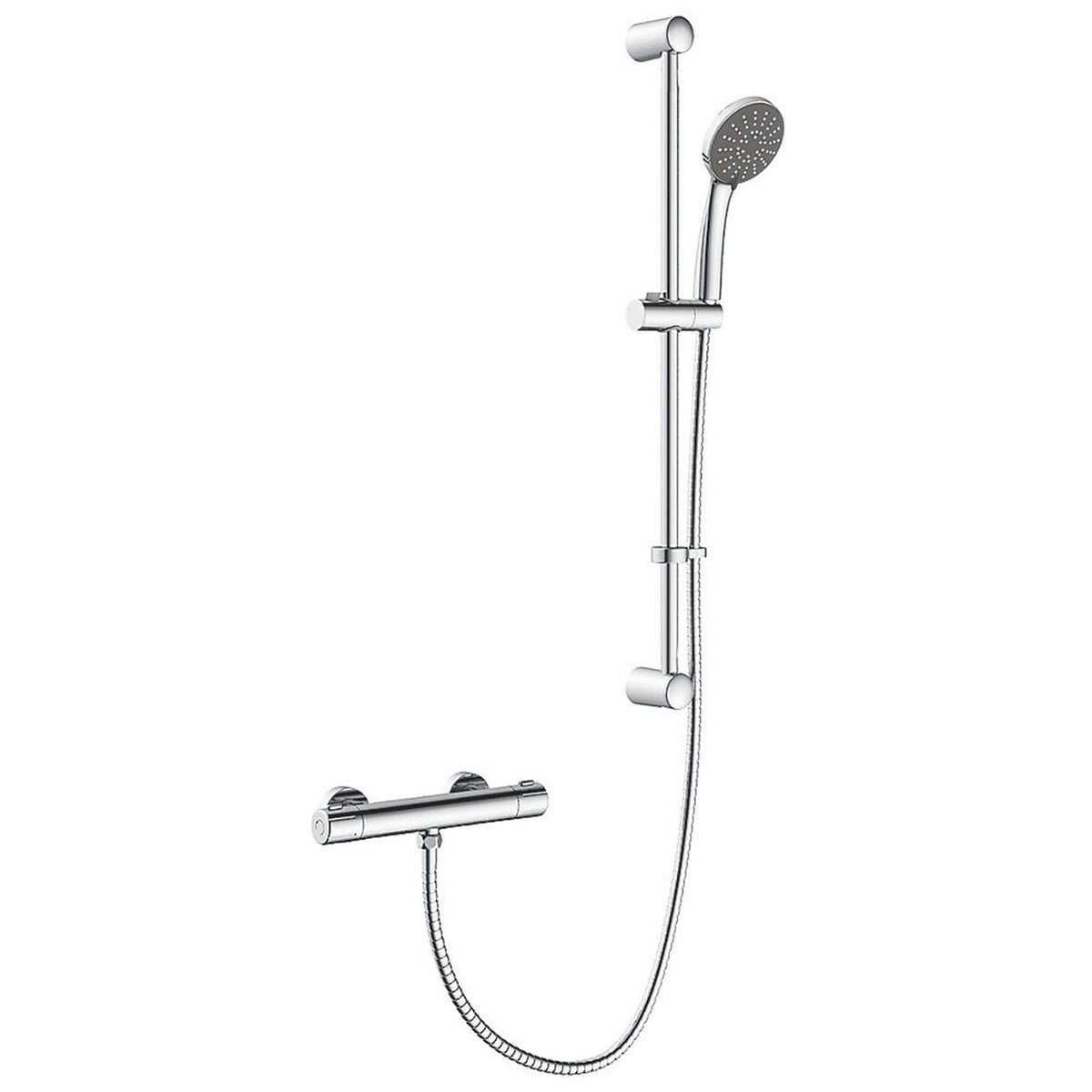 Swirl Mixer Shower Thermostatic Chrome Exposed 3 Spray Pattern Round Head Slim - Image 1