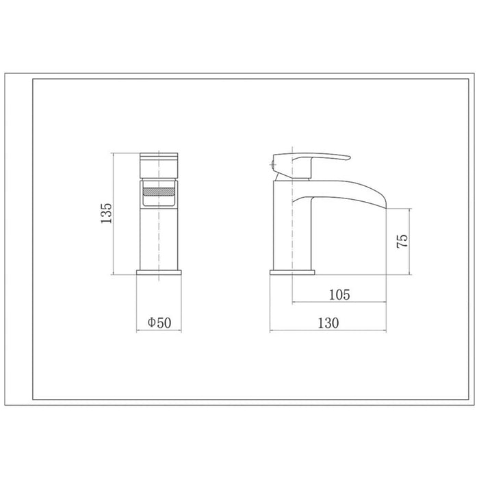 ETAL Basin Mixer Tap Mono Polished Chrome Contemporary 1/4 Turn Bathroom 3 Bar - Image 2