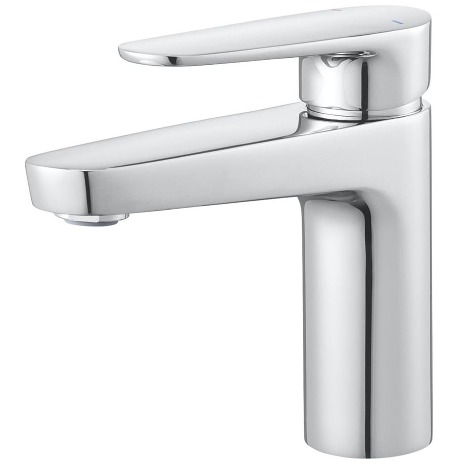 Swirl Bathroom Basin Tap Mono Mixer Silver Single Lever Clicker Waste Modern - Image 1