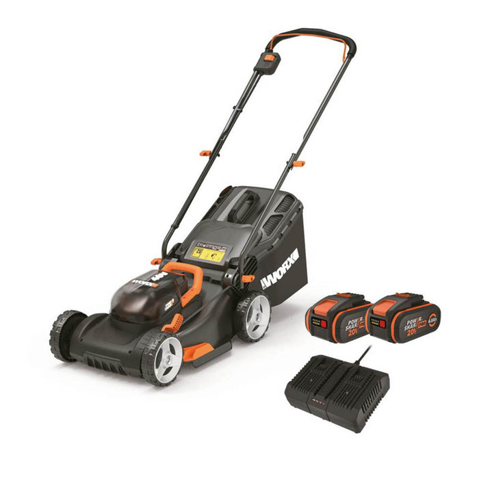 Worx Lawn Mower Cordless 40V 2x4.0Ah Li-Ion WG743E.1 40cm Garden Grass Cutter - Image 1