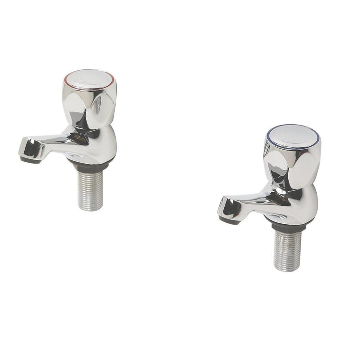 Swirl Basin Taps Pair Bathroom Contract Metal Head Classic Design Full Turn - Image 1