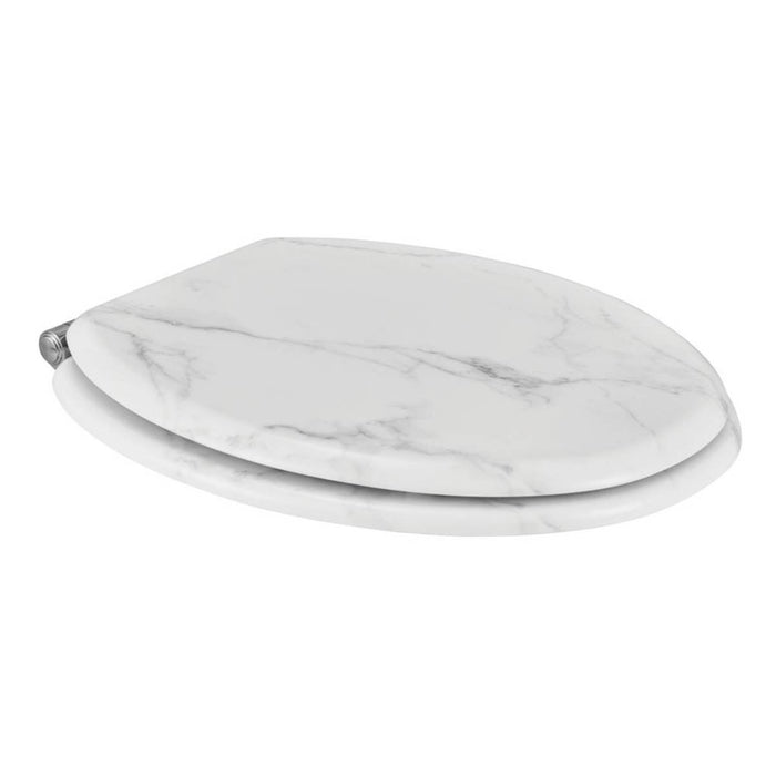 Toilet Seat Soft-Close Moulded Wood Marble Adjustable Oval Bottom Fix Durable - Image 3