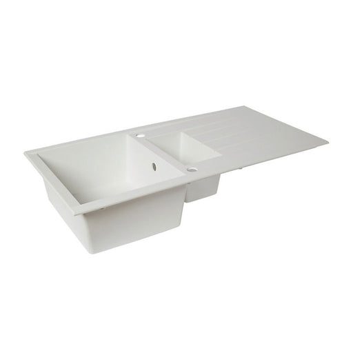 Essentials Kitchen Sink & Drainer Plastic White 1.5 Bowl Reversible 1000x500mm - Image 1