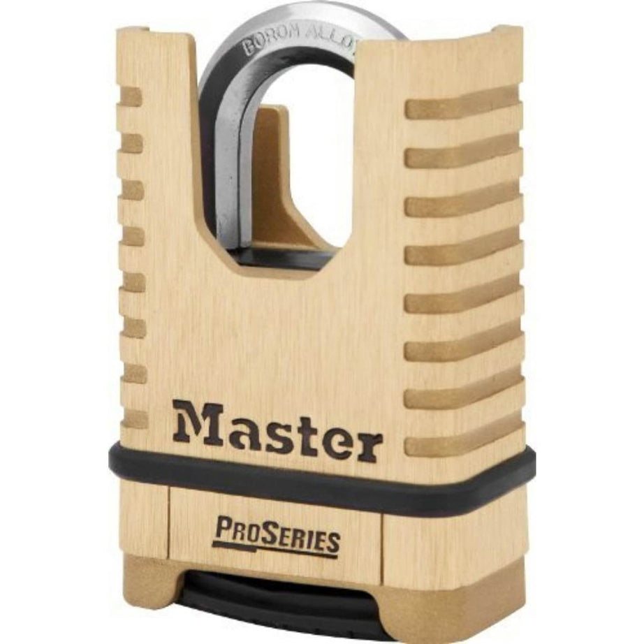 Master Lock Combination Padlock 1177D 57mm Brass Shrouded Shackle Weatherproof - Image 1