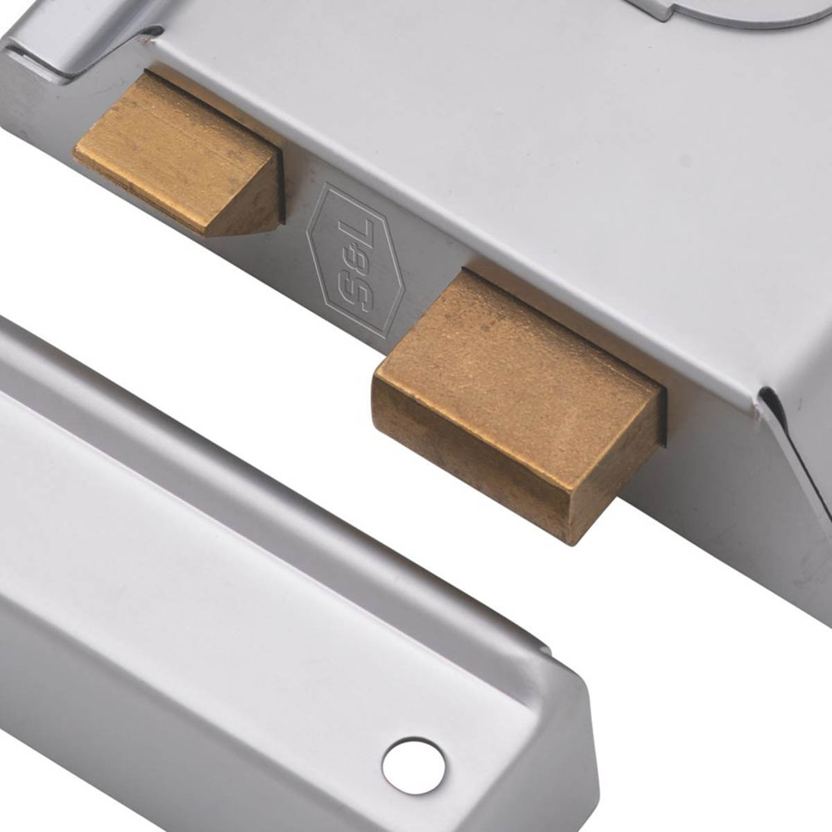 Smith & Locke Rim Lock Satin Nickel Night Latch 2 Keys Traditional 154mm x 107mm - Image 3