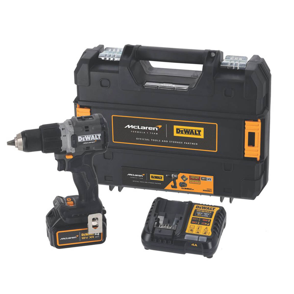 DEWALT Cordless Combi Drill McLaren F1 Team DCD85MM1T-GB 18V 1 x 4Ah Li-Ion XR - Image 1