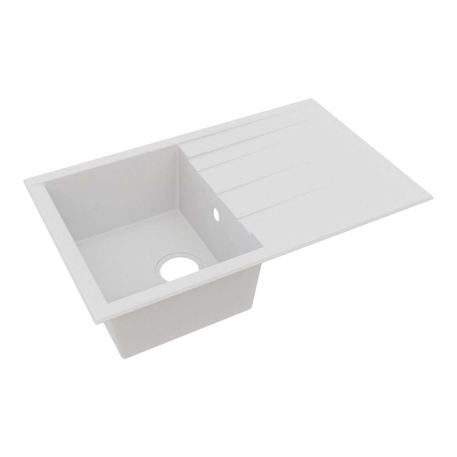 Swirl Erzen 1 Bowl  White Composite Sink 800mm x 500mm - Image 1