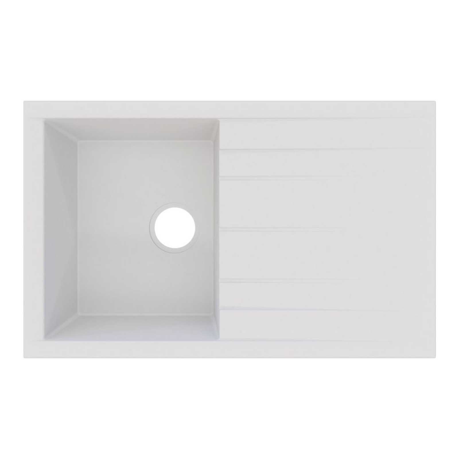 Swirl Erzen 1 Bowl  White Composite Sink 800mm x 500mm - Image 2