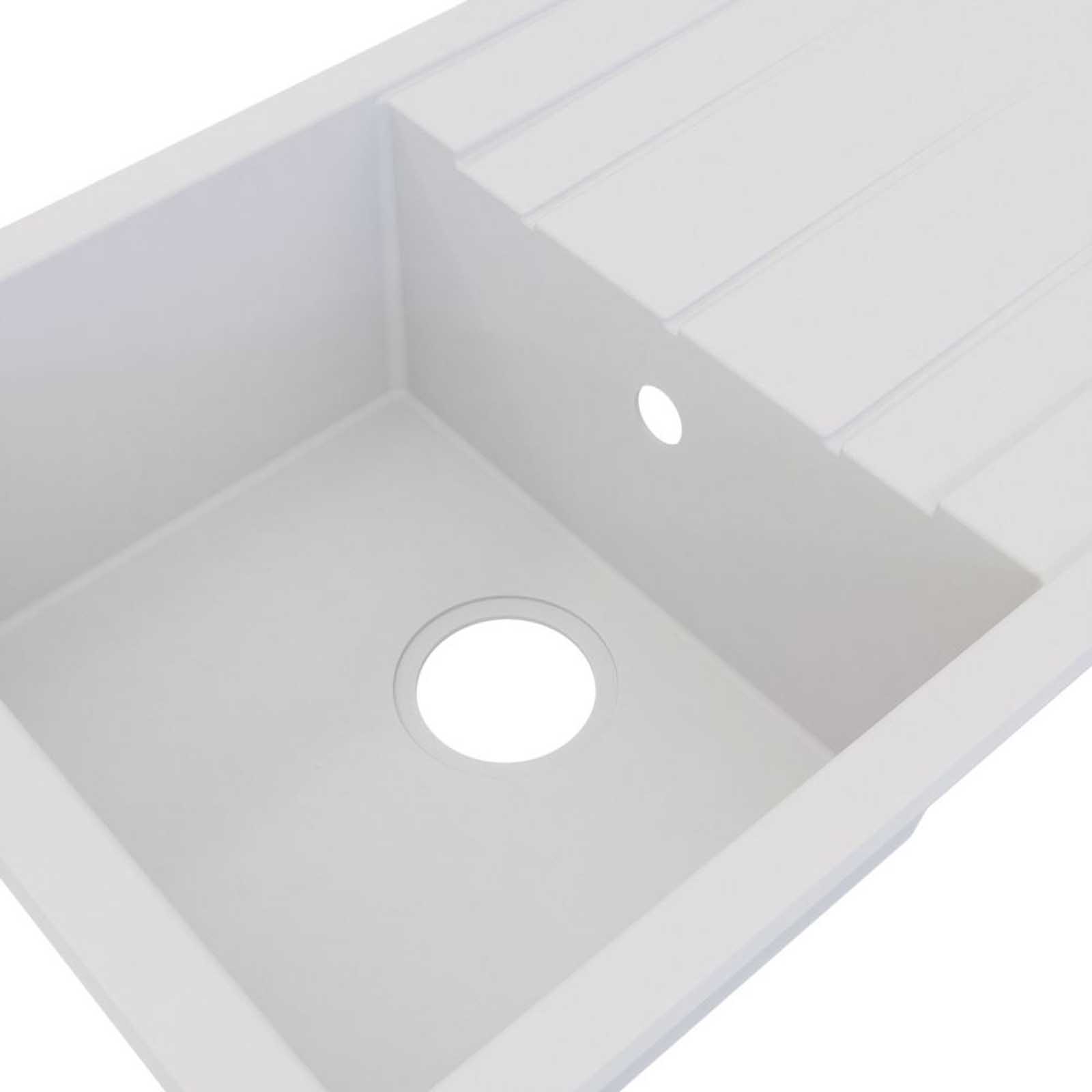 Swirl Erzen 1 Bowl  White Composite Sink 800mm x 500mm - Image 3