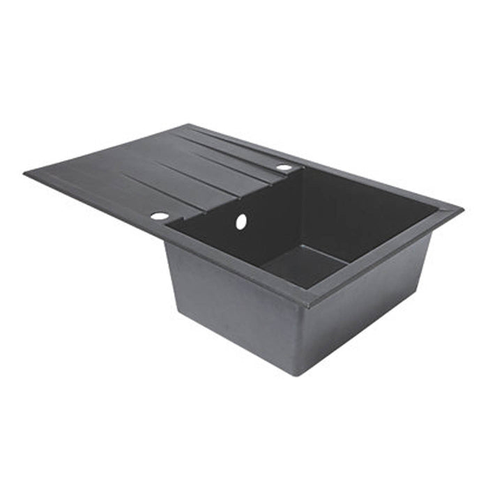 Kitchen Sink & Drainer Matt Black 1 Bowl Reversible Plastic Resin Inset 80x50cm - Image 2