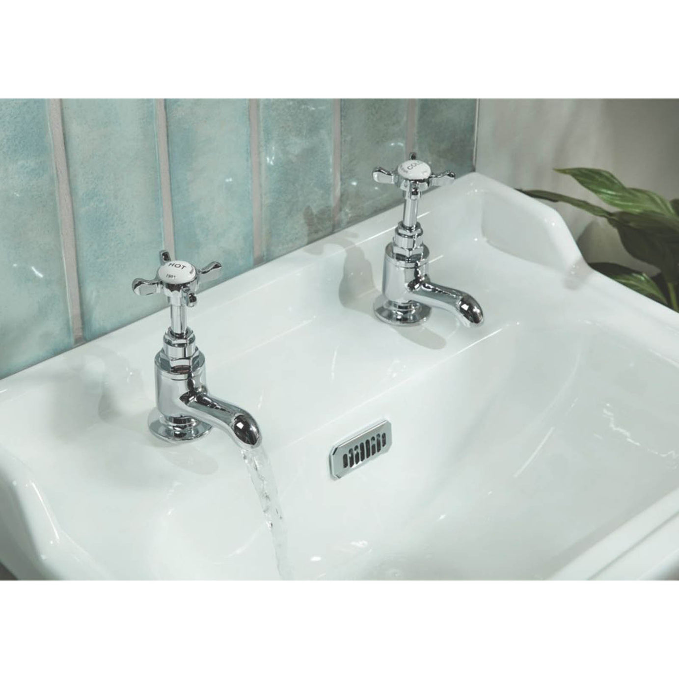 Bristan Bathroom Basin Pillar Tap Chrome Cross Head 1/4 Turn Cold Hot Pair - Image 3