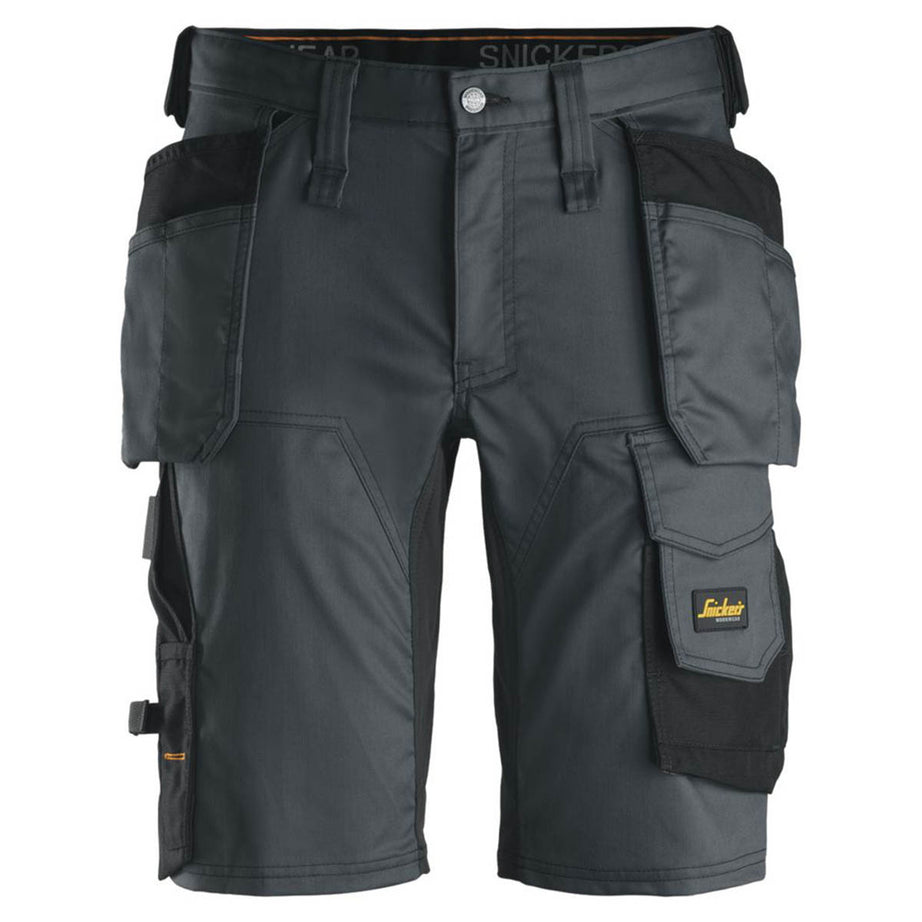 Snickers 6141 Stretch Work Shorts Grey / Black 30" W - Image 1