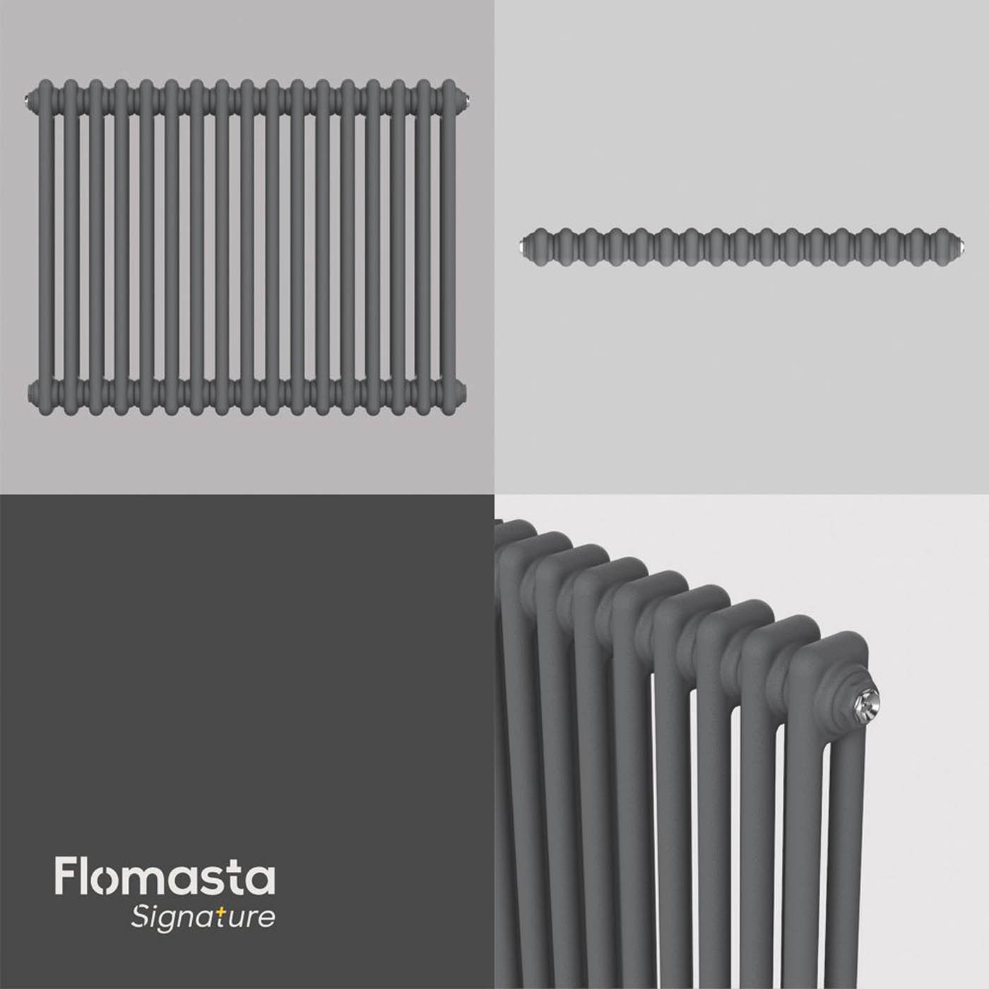 Flomasta 2 Column Radiator Anthracite Horizontal Steel Modern (H)60x(W)78.5cm - Image 5
