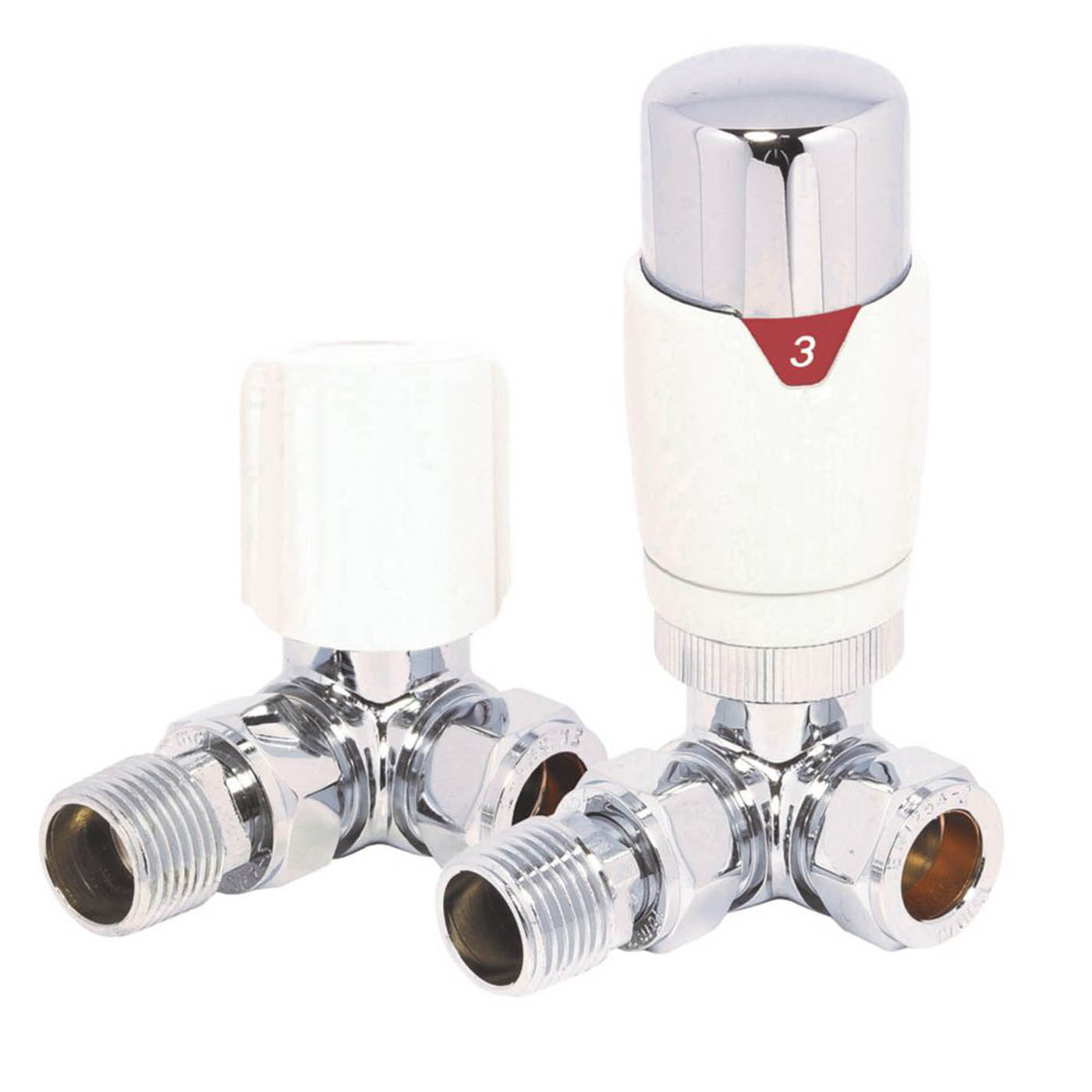 Towelrads Radiator Valve And Lockshield Corner White 15mmx1/2" Liquid Sensor - Image 1