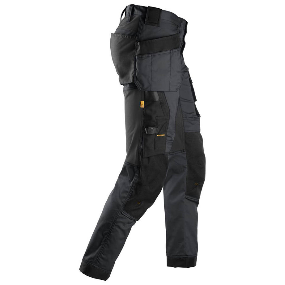 Snickers Mens Work Trousers Stretch Slim Fit Multi Pocket Grey Black 33" W 30" L - Image 4