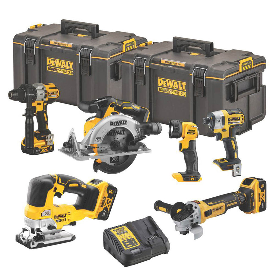 DeWalt 6 Piece Power Tool Kit Cordless 18V 3x5.0Ah Li-Ion DCK664P3-GB Brushless - Image 1