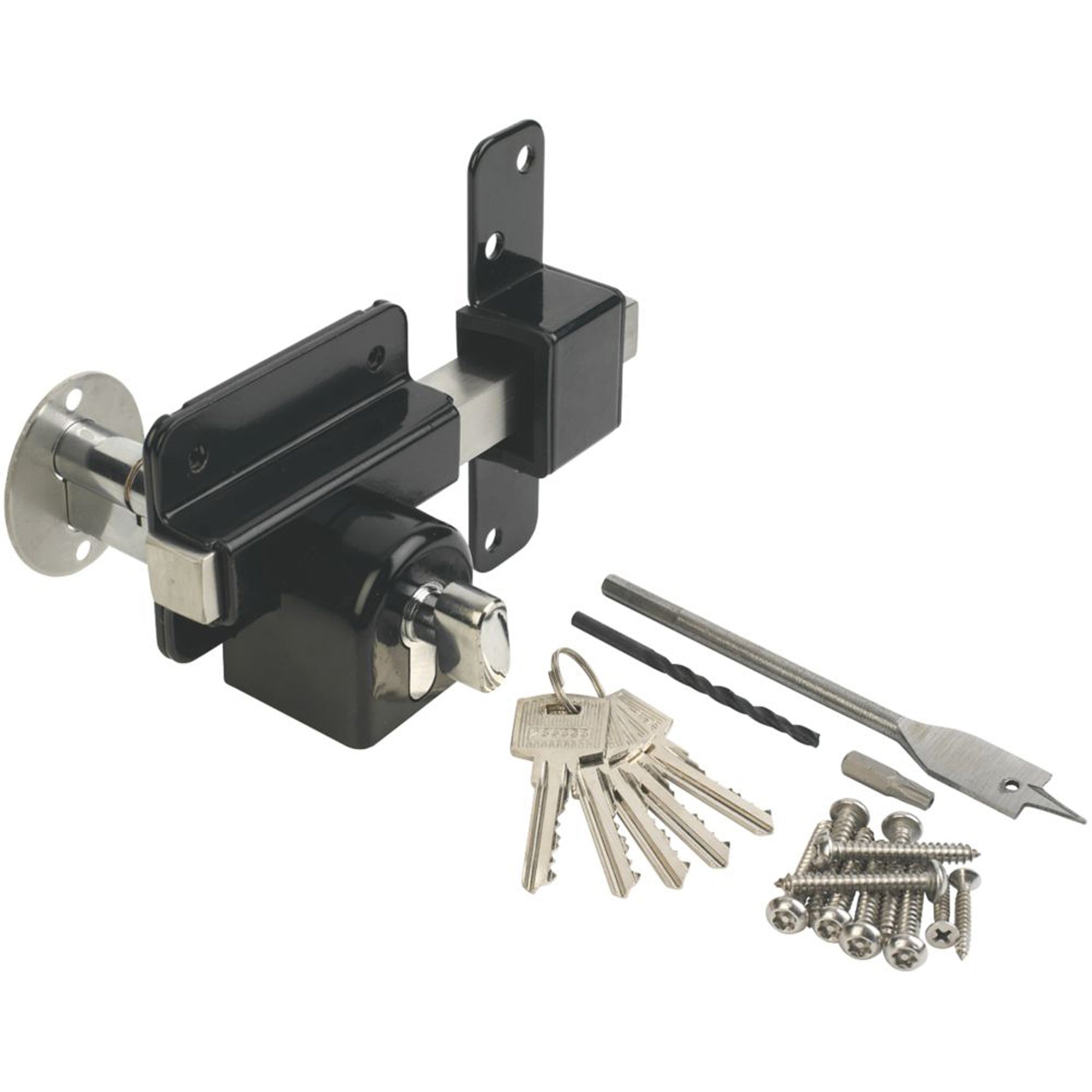 Euro Profile Door Lock With Thumbturn 70mm Long Throw 5 Keys Black Sheds Gate - Image 1