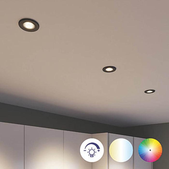 LED Downlights Smart Fire Rated RGB Matt Black Dimmable Via App Round Pack of 3 - Image 5