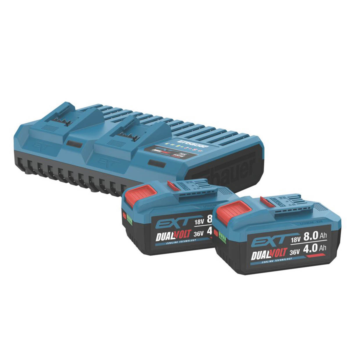 Erbauer Batteries And Twin Charger Set 18/36V 4.0/8.0Ah Lithium KF2P4DCBS - Image 1
