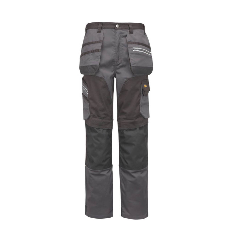 Site Work Trousers Mens Regular Fit Grey Black Stretch Multi Pockets 28"W 30"L - Image 2