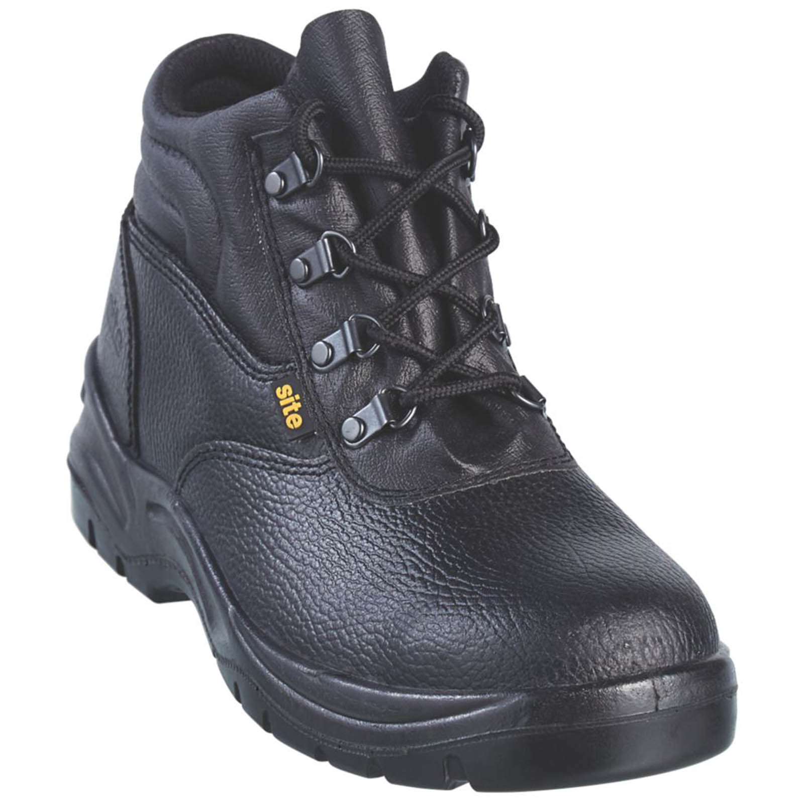 Site Safety Boots Mens Standard Fit Black Leather Work Shoes Steel Toe Size 9 - Image 1