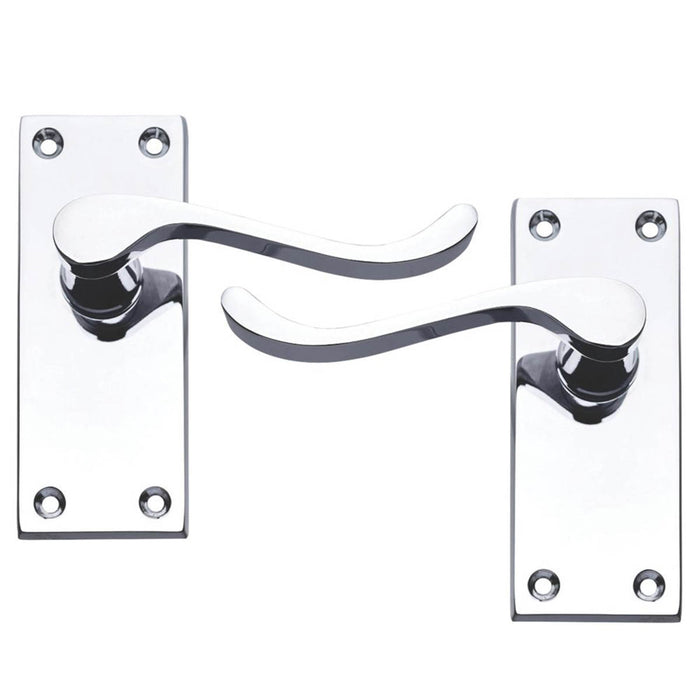 Door Handles Lever On Backplate Polished Chrome Indoor Victorian Scroll 5 Pairs - Image 1