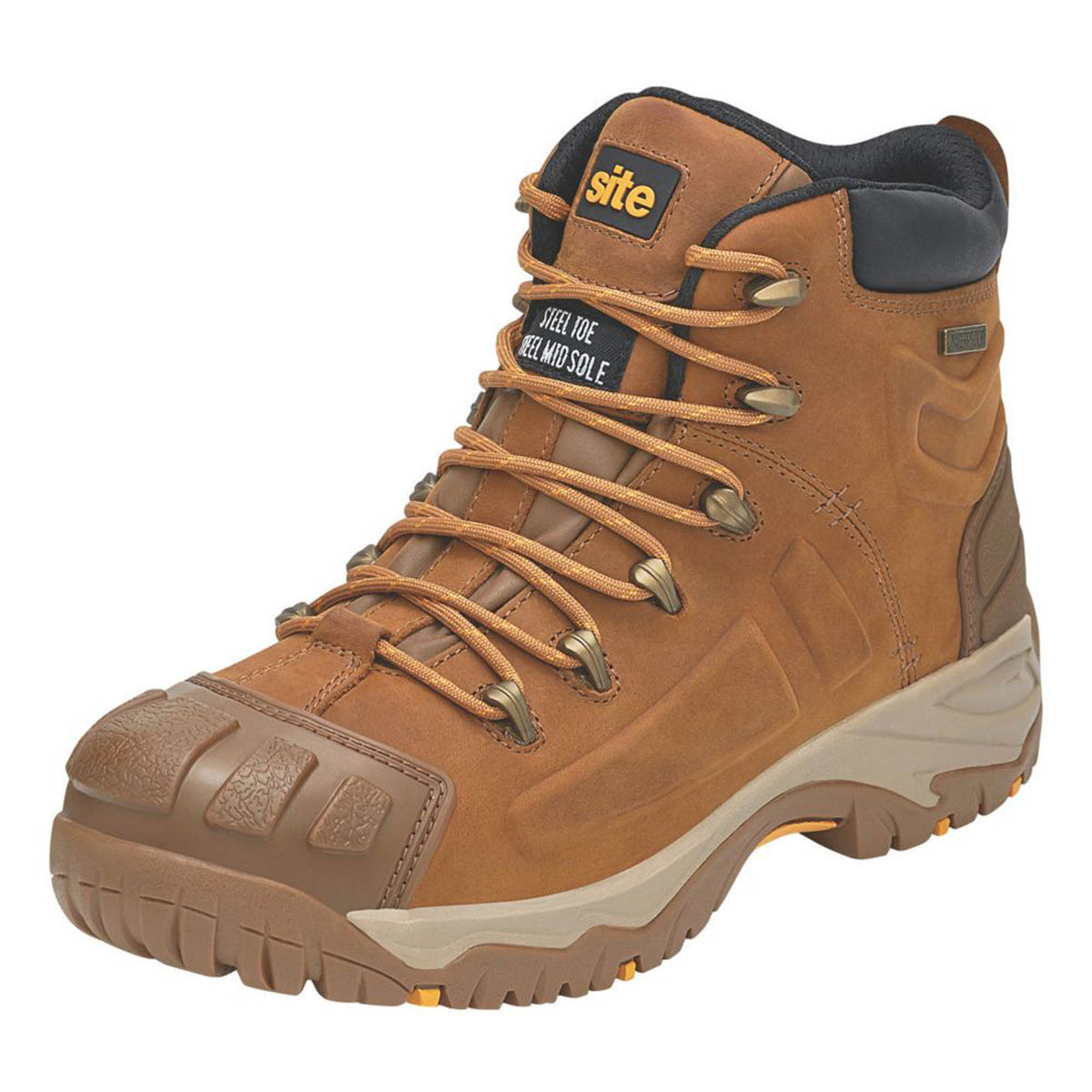 Mens Safety Boots Tan Waterproof Steel Toe Cap Lace Up Comfort Brown Size 12 - Image 1