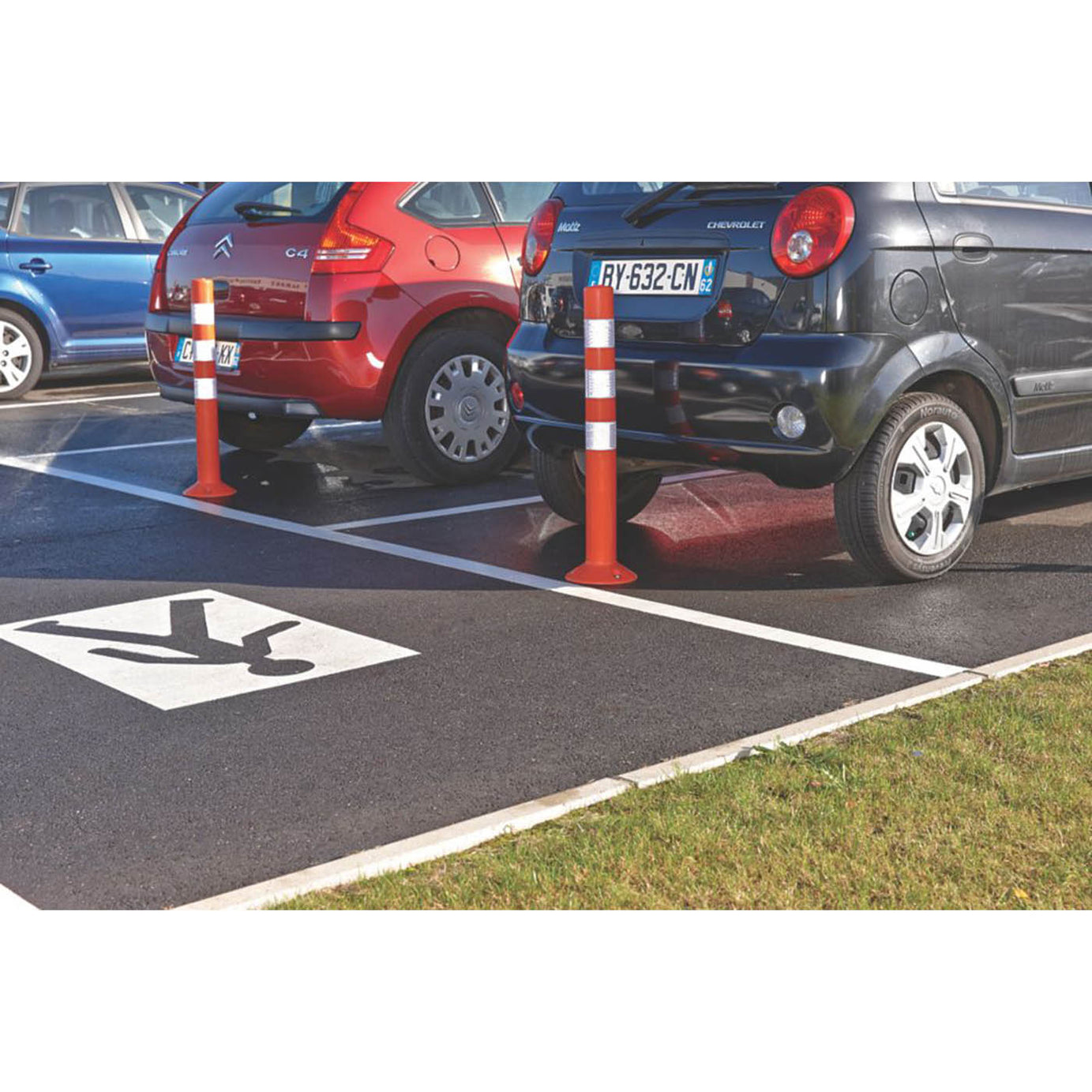 Mottez High Visibility Bollard Orange 800mm Flexible Post Car Parking Driveway - Image 2