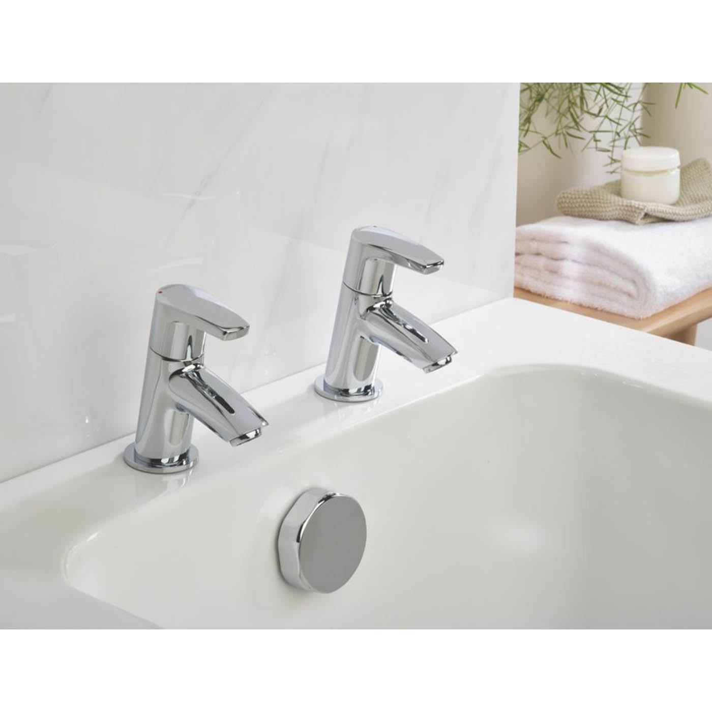 Bristan Orta Chrome 125mm Deck Mounted Lever 2 Tap Holes Bath Pillar Tap - Image 3