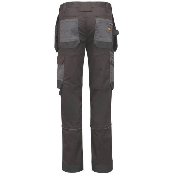 Site Work Trousers Stretch Mens Slim Fit Multi Pocket Grey Black 32"W 32"L - Image 3