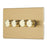 LED Dimmer Wall Switch 4-Gang 2-Way Brushed Brass Rotary Push On/Off Screwless - Image 1