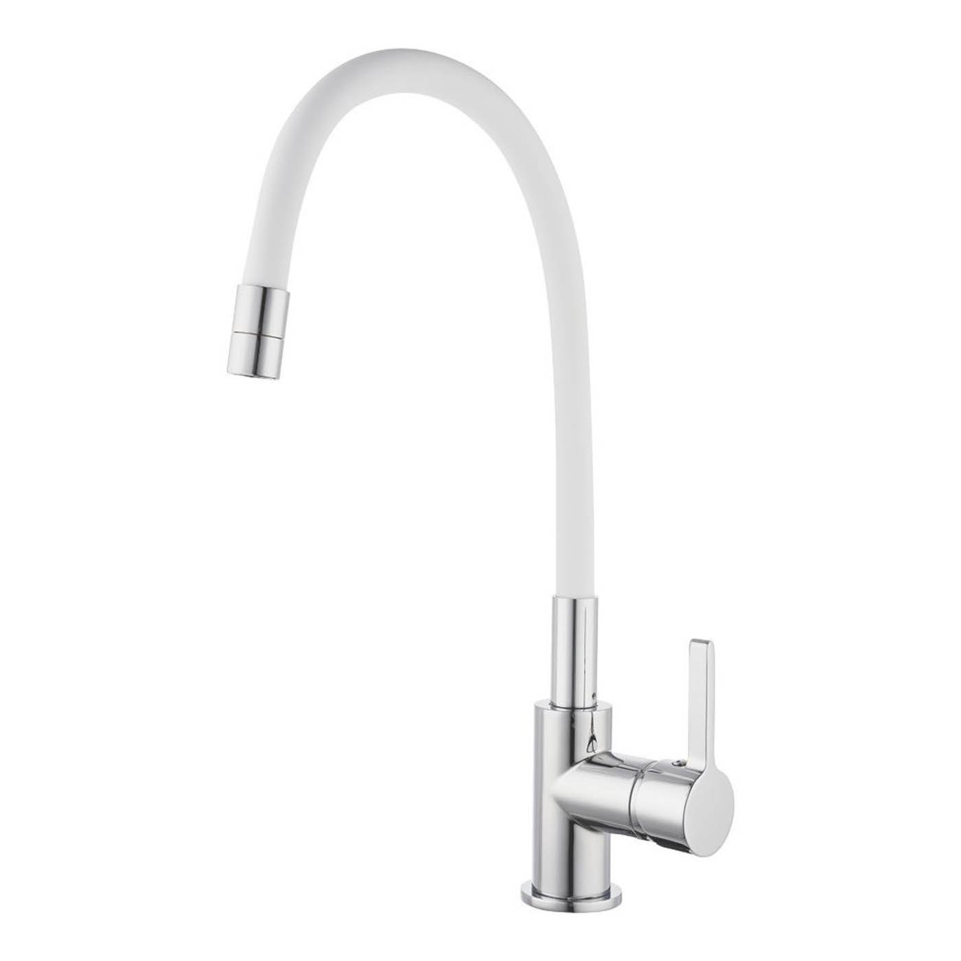 Kitchen Mixer Tap Monobloc Pull Out Spray Chrome White Swivel Spout Modern - Image 1