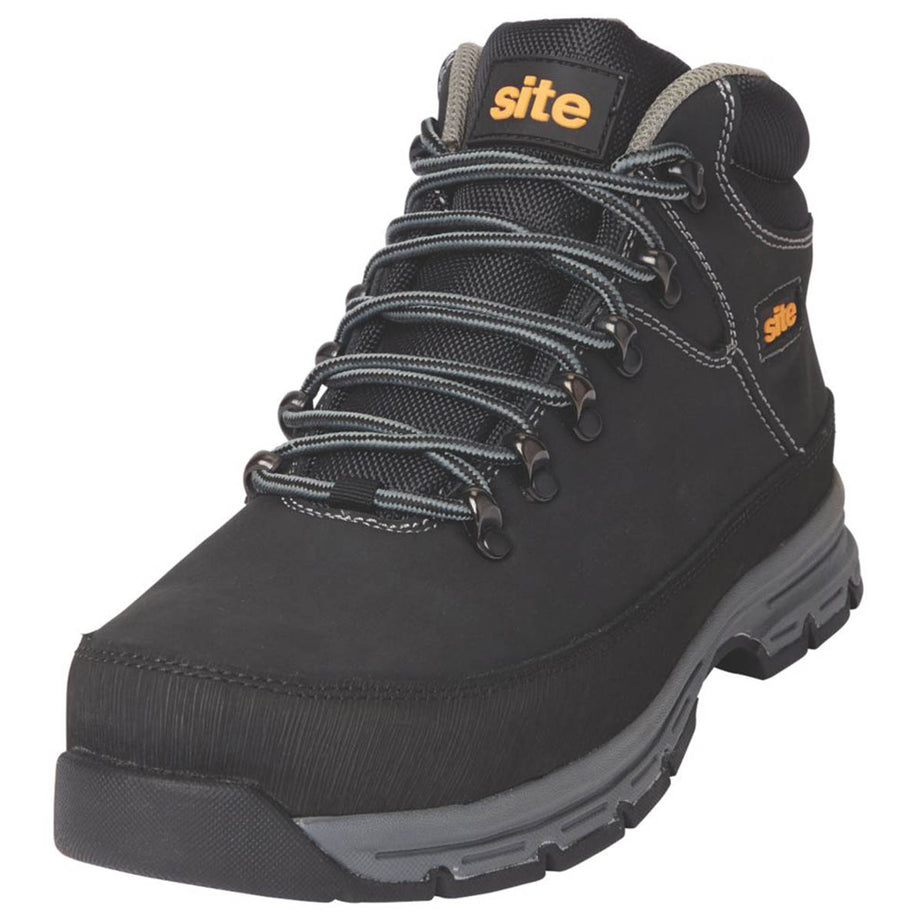 Site Safety Boots Unisex Standard Fit Black Leather Work Shoes Steel Toe Size 8 - Image 2