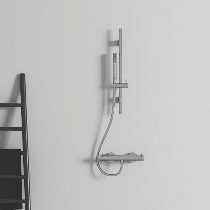 Shower Kit Single Function Chrome Stick Brass Head Rail Bathroom Contemporary - Image 2