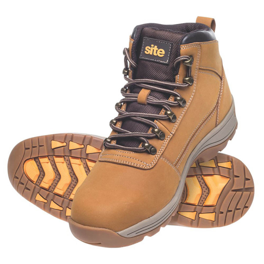 Site Safety Boots Mens Wide Fit Brown Leather Lightweight Steel Toe Size 10 - Image 6