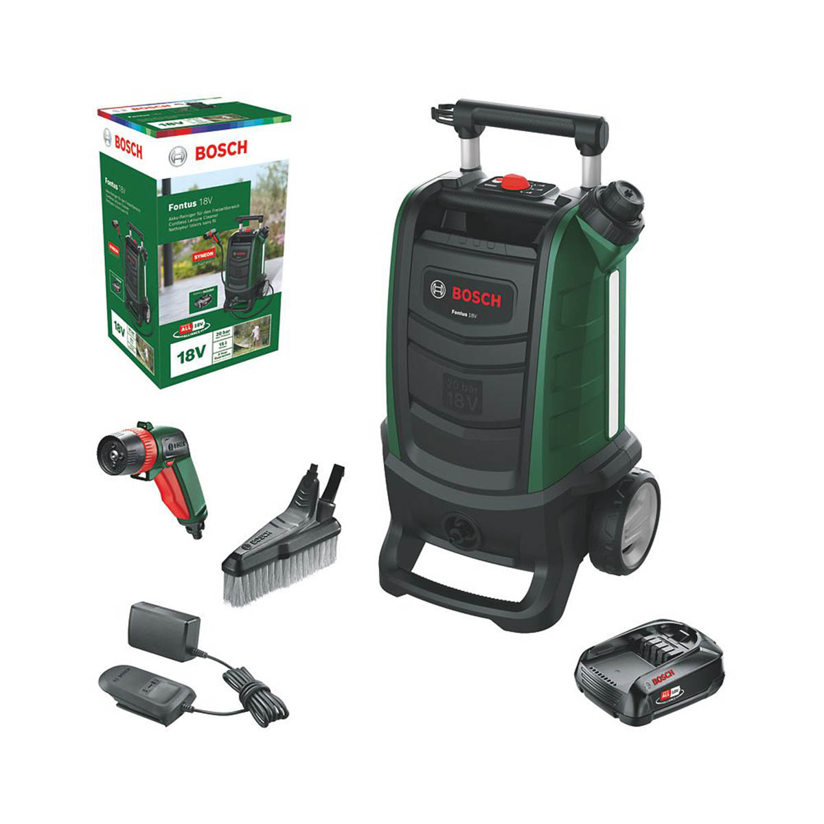 Bosch Pressure Washer Cordless Fontus Handle Gen II 20bar 18V 1 x 2.5Ah Li-Ion - Image 1